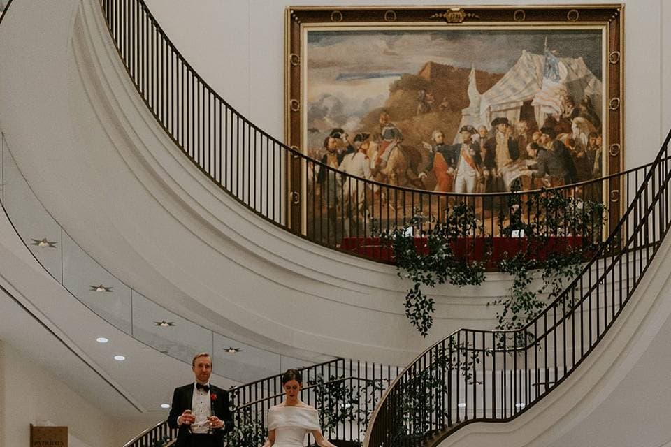 Museum of the American Revolution in Old City, Philadelphia — grand staircase with Revolutionary-era painting
